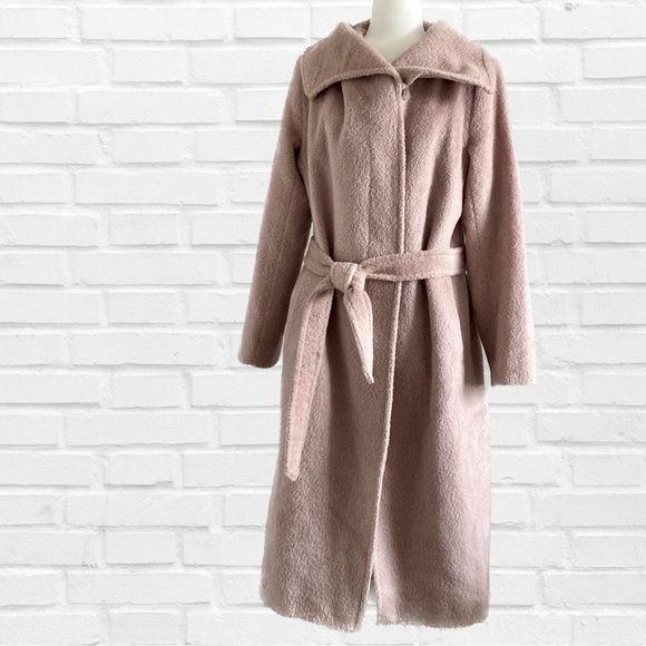Jones New York Blush Wool Belted Trench Coat - Size 16 Extra Large XL - Picture 1 of 9